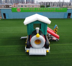 T2-3307 Steam Train Bouncy House Inflatable Combo With Slide Kids Party Event