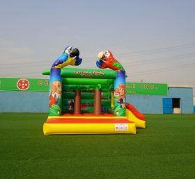 T2-005B Inflatable Combo With Slide Palm Trees Parrot Animal Theme