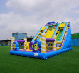 T8-3806 Outdoor Bouncy Castle With Slide Spongebob Funcity