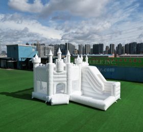 T2-8113 Pure White Inflatable Wedding Castle & Slide